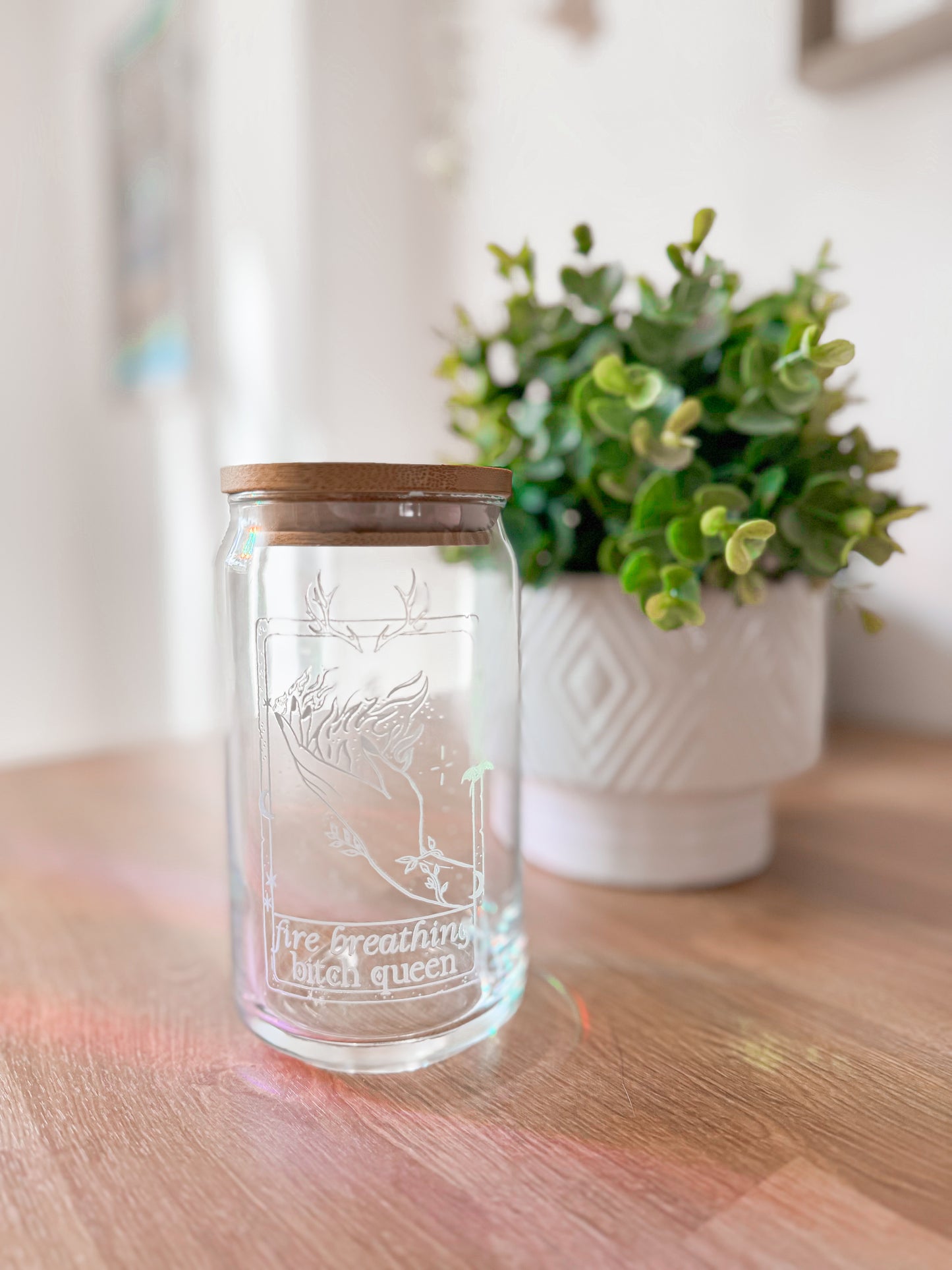 Fire Breathing Bitch Queen Beer Can Glass, 16oz
