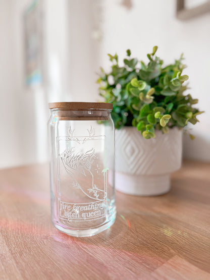 Fire Breathing Bitch Queen Beer Can Glass, 16oz