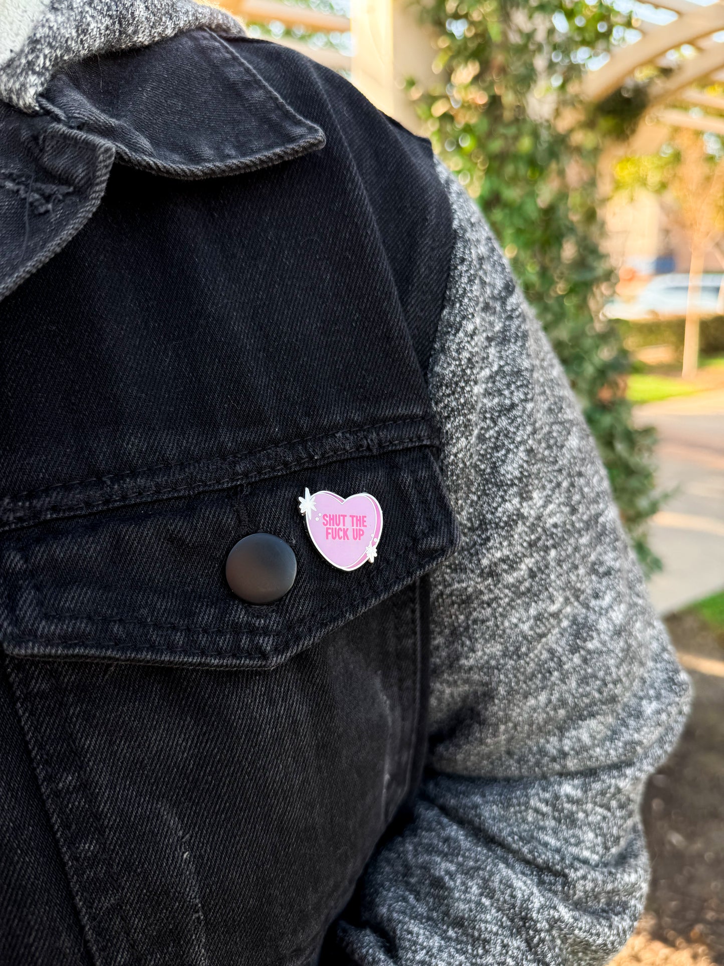 Shut the F*ck Up Conversation Heart Hard Enamel Pin