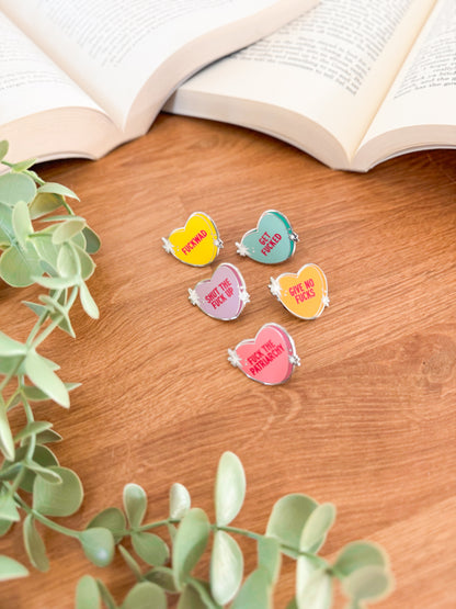 F*ck the Patriarchy Conversation Heart Hard Enamel Pin