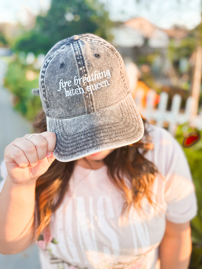 Fire Breathing Bitch Queen Vintage Embroidered Hat