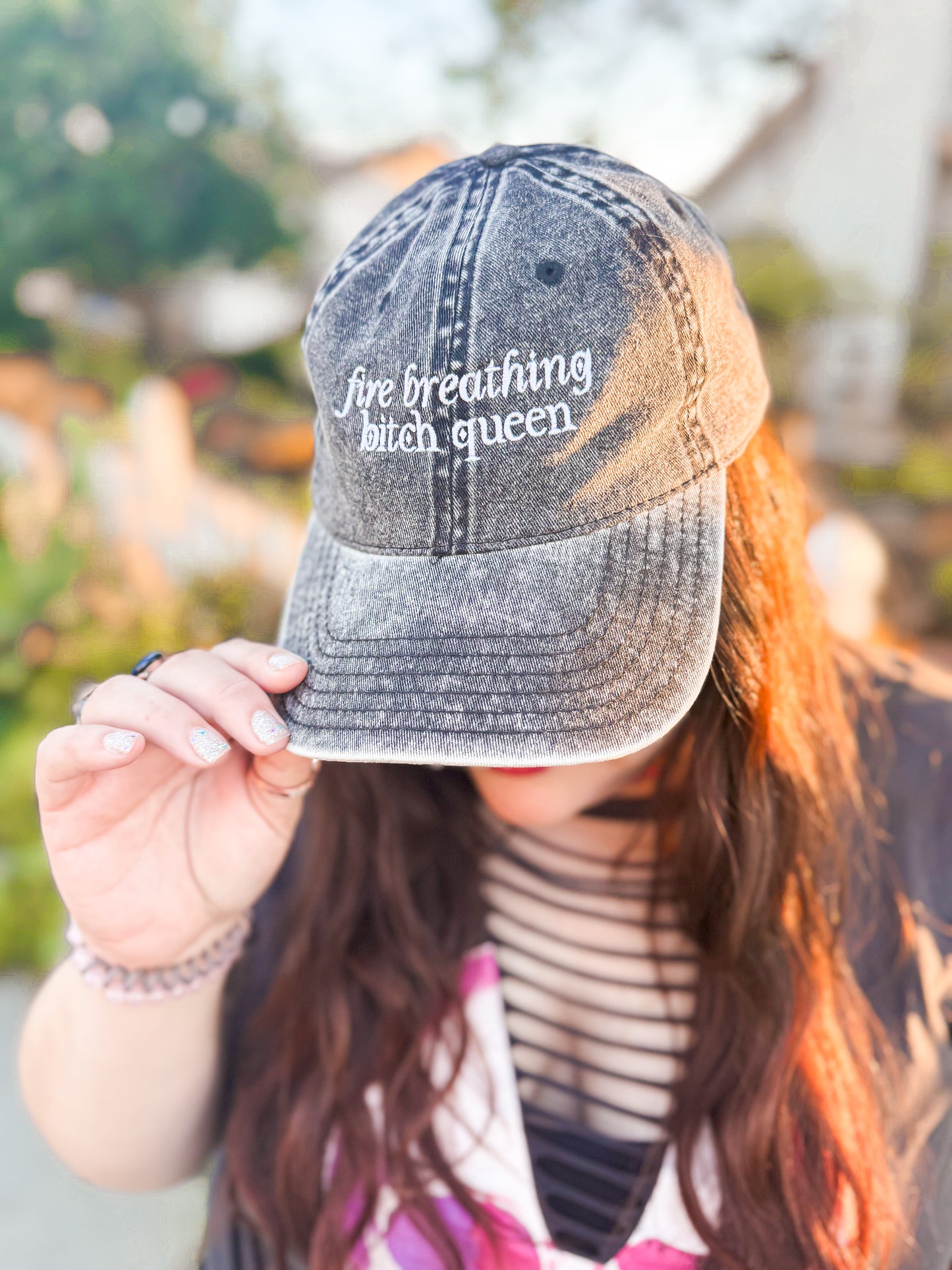Fire Breathing Bitch Queen Vintage Embroidered Hat